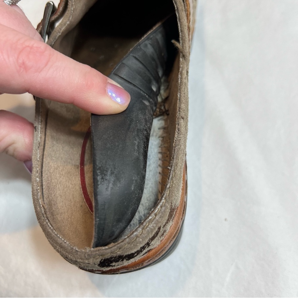 Klogs Austin brown tan floral leather slip on slip resistant mules size 7.5 - Picture 7 of 7
